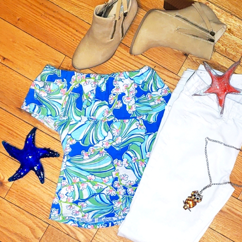 Lily Pulitzer, off the shoulder top